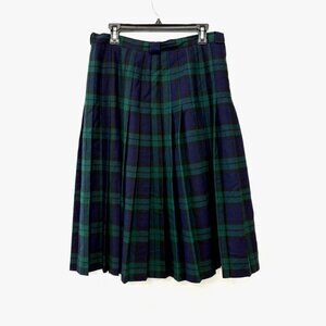 Vintage Green and Blue Plaid Midi Skirt
